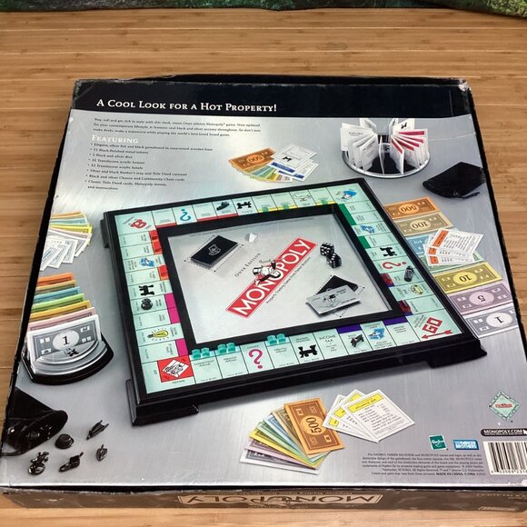Monopoly Onyx Edition 2006 Game Hasbro Silver Black Parker Brothers Board Stand - Picture 12 of 16